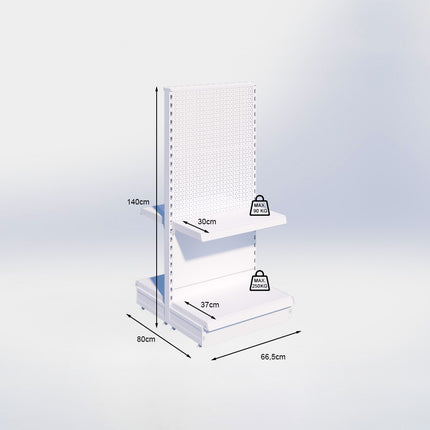 Middenstelling perforatie - H140 x B66,5 x D37 cm - 2 niveaus - Zwart