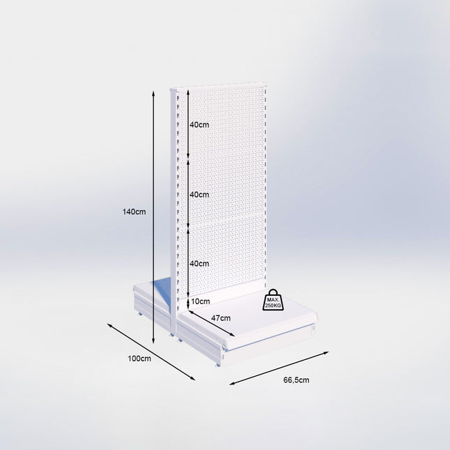 Middenstelling perforatie - H140 x B66,5 x D47 cm - 1 niveau - Grijs