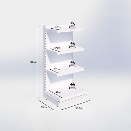 Kopstelling - H140 x B66,5 x D47 cm - 4 niveaus - Zwart