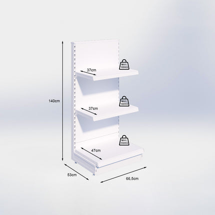 Kopstelling - H140 x B66,5 x D47 cm - 3 niveaus - Grijs