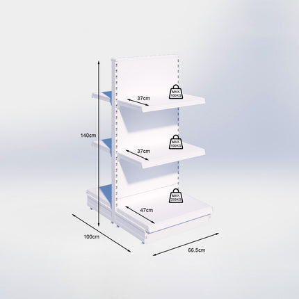 Middenstelling - H140 x B66,5 x D47 cm - 3 niveaus - Antraciet