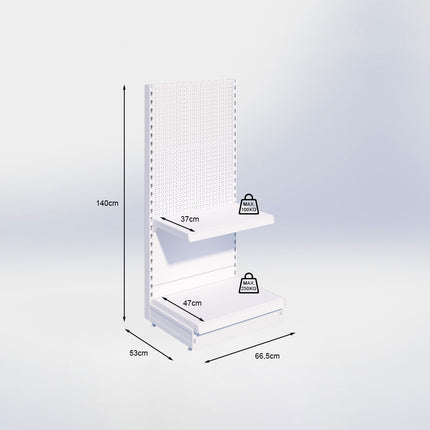 Kopstelling perforatie - H140 x B66,5 x D47 cm - 2 niveaus - Antraciet