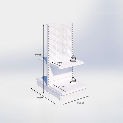 Middenstelling perforatie - H140 x B66,5 x D47 cm - 2 niveaus - Zwart
