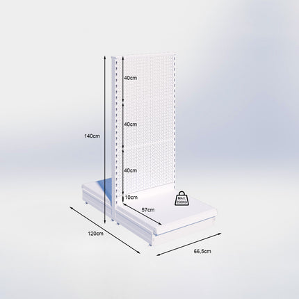 Middenstelling perforatie - H140 x B66,5 x D57 cm - 1 niveau - Zwart