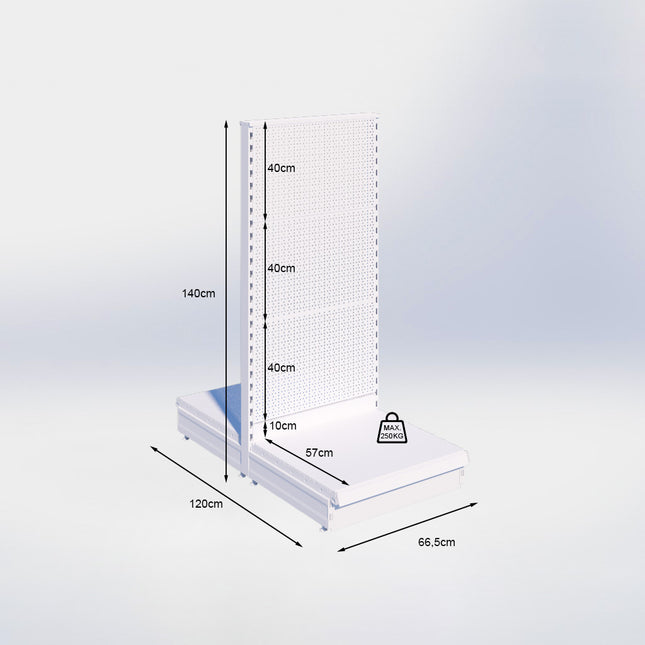 Middenstelling perforatie - H140 x B66,5 x D57 cm - 1 niveau - Zwart