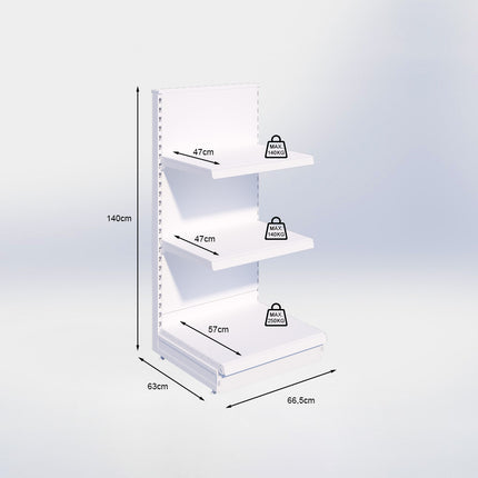 Kopstelling - H140 x B66,5 x D57 cm - 3 niveaus - Zwart