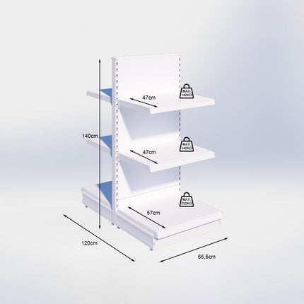 Middenstelling - H140 x B66,5 x D57 cm - 3 niveaus - Antraciet