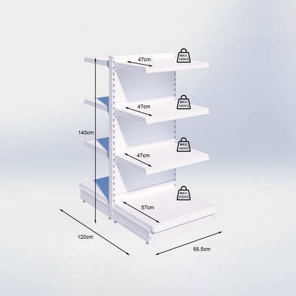 Middenstelling - H140 x B66,5 x D57 cm - 4 niveaus - Antraciet