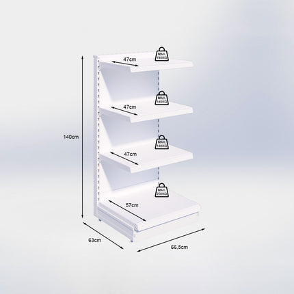 Kopstelling - H140 x B66,5 x D57 cm - 4 niveaus - Zwart