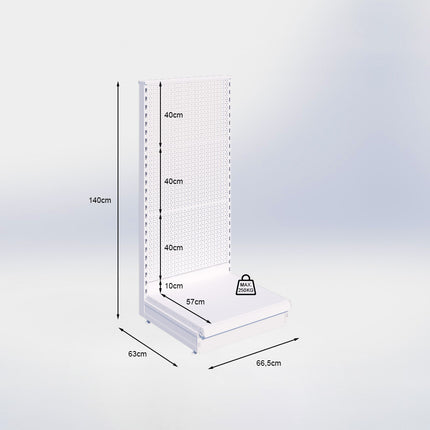 Kopstelling perforatie - H140 x B66,5 x D57 cm - 1 niveau - Grijs