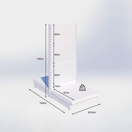 Middenstelling perforatie - H140 x B66,5 x D67 cm - 1 niveau - Zwart