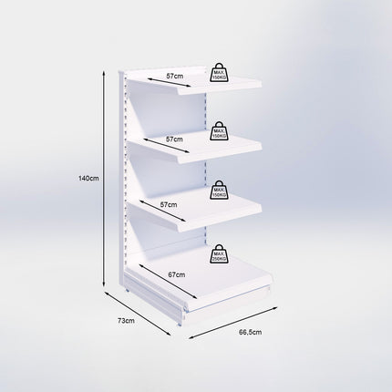 Kopstelling - H140 x B66,5 x D67 cm - 4 niveaus - Zwart