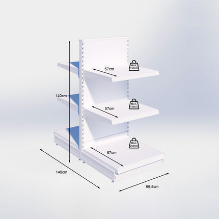 Middenstelling - H140 x B66,5 x D67 cm - 3 niveaus - Zwart