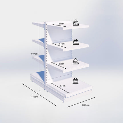 Middenstelling - H140 x B66,5 x D67 cm - 4 niveaus - Antraciet