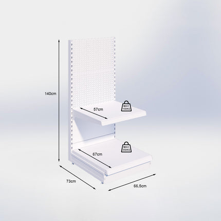Kopstelling perforatie - H140 x B66,5 x D67 cm - 2 niveaus - Antraciet