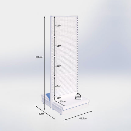 Middenstelling perforatie - H180 x B66,5 x D37 cm - 1 niveau - Zwart