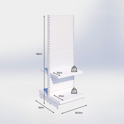 Middenstelling perforatie - H180 x B66,5 x D37 cm - 2 niveaus - Zwart