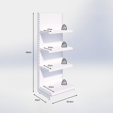 Kopstelling - H180 x B66,5 x D47 cm - 4 niveaus - Zwart