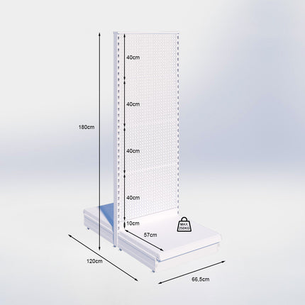 Middenstelling perforatie - H180 x B66,5 x D57 cm - 1 niveau - Zwart