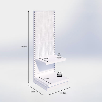 Kopstelling perforatie - H180 x B66,5 x D57 cm - 2 niveaus - Antraciet