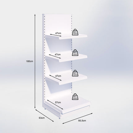 Kopstelling - H180 x B66,5 x D57 cm - 4 niveaus - Zwart
