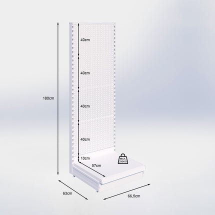 Kopstelling perforatie - H180 x B66,5 x D57 cm - 1 niveau - Grijs