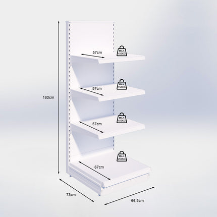 Kopstelling - H180 x B66,5 x D67 cm - 4 niveaus - Zwart