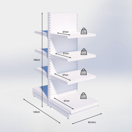 Middenstelling - H180 x B66,5 x D67 cm - 4 niveaus - Antraciet