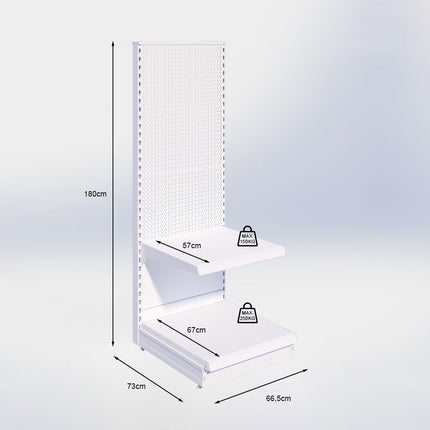 Kopstelling perforatie - H180 x B66,5 x D67 cm - 2 niveaus - Zwart