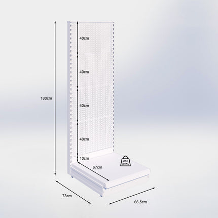 Kopstelling perforatie - H180 x B66,5 x D67 cm - 1 niveau - Zwart
