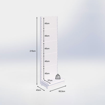 Wandstelling perforatie - H215 x B66,5 x D37 cm - 1 niveau - Zwart