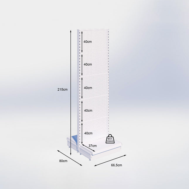 Middenstelling perforatie - H215 x B66,5 x D37 cm - 1 niveau - Grijs