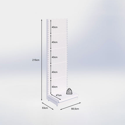 Wandstelling perforatie - H215 x B66,5 x D47 cm - 1 niveau – Zwart