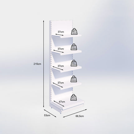 Wandstelling - H215 x B66,5 x D47 cm - 5 niveaus - Antraciet