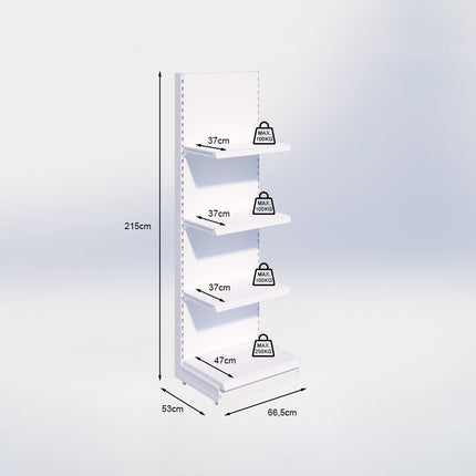 Wandstelling - H215 x B66,5 x D47 cm - 4 niveaus - Antraciet
