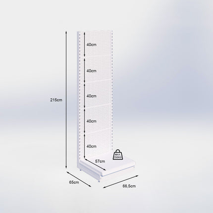 Wandstelling perforatie - H215 x B66,5 x D57 cm - 1 niveau – Zwart