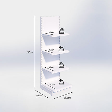 Wandstelling - H215 x B66,5 x D57 cm - 4 niveaus - Antraciet