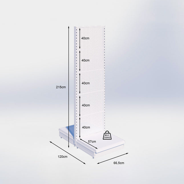Middenstelling perforatie - H215 x B66,5 x D57 cm - 1 niveau - Grijs