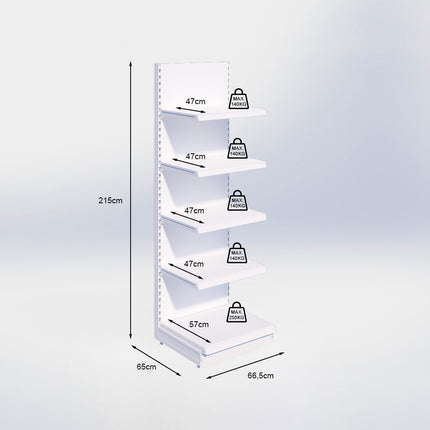 Wandstelling - H215 x B66,5 x D57 cm - 5 niveaus - Antraciet