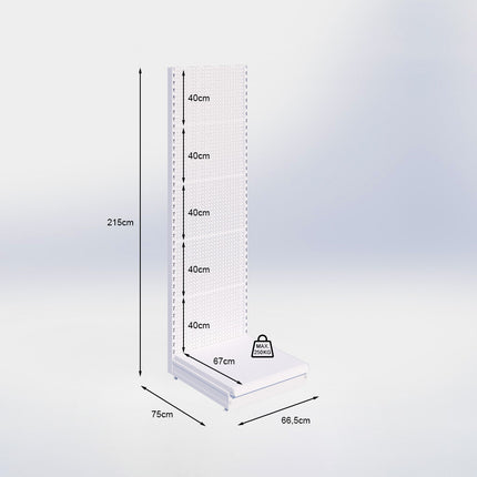 Wandstelling perforatie - H215 x B66,5 x D67 cm - 1 niveau – Zwart