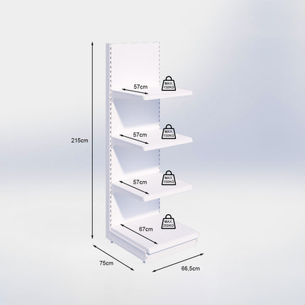 Wandstelling - H215 x B66,5 x D67 cm - 4 niveaus - Antraciet