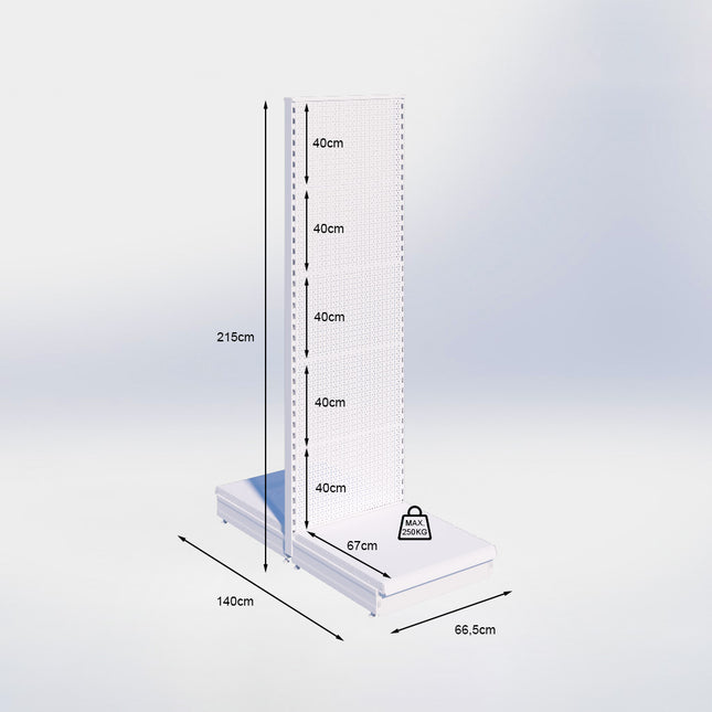 Middenstelling perforatie - H215 x B66,5 x D67 cm - 1 niveau - Grijs
