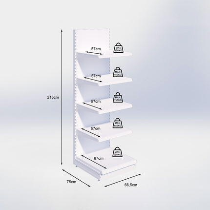 Wandstelling - H215 x B66,5 x D67 cm - 5 niveaus - Antraciet