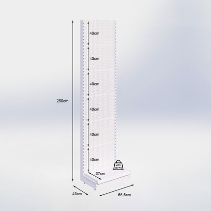 Wandstelling perforatie - H250 x B66,5 x D37 cm - 1 niveau - Zwart