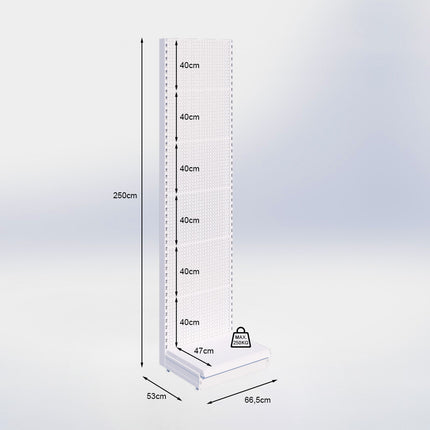 Wandstelling perforatie - H250 x B66,5 x D47 cm - 1 niveau - Zwart