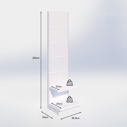 Wandstelling perforatie - H250 x B66,5 x D47 cm - 2 niveaus - Antraciet