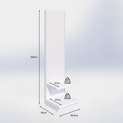 Wandstelling perforatie - H250 x B66,5 x D57 cm - 2 niveaus - Antraciet