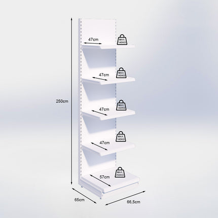 Wandstelling - H250 x B66,5 x D57 cm - 5 niveaus - Antraciet