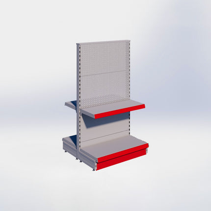 Middenstelling perforatie - H140 x B80 x D37 cm - 2 niveaus - Grijs