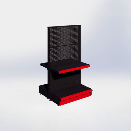 Middenstelling perforatie - H140 x B80 x D37 cm - 2 niveaus - Zwart